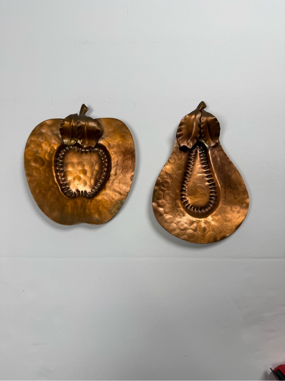 Handcrafted Copper Fruit Wall Art Set - Apple & Pear • made in USA